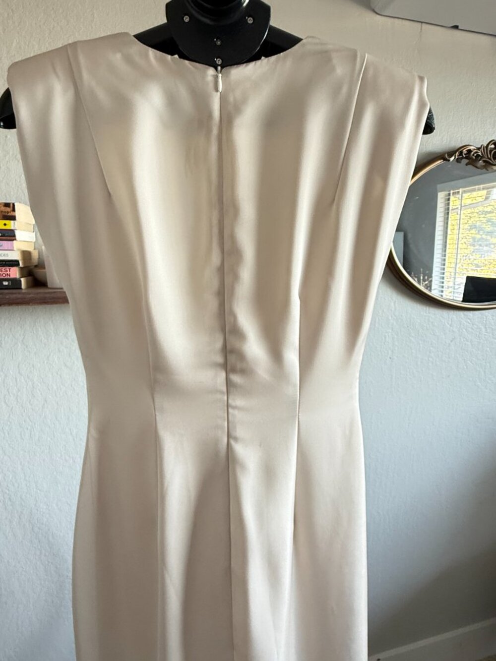 VICI Ivory Satin Maxi Dress | Size Small | Elegant Deep V Gown - Picture 8 of 10